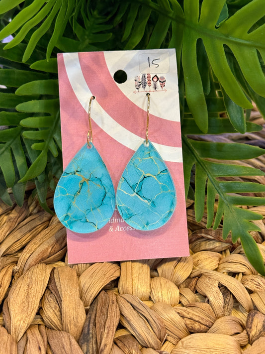 UV Printed Turquoise Vein Dangle Earrings