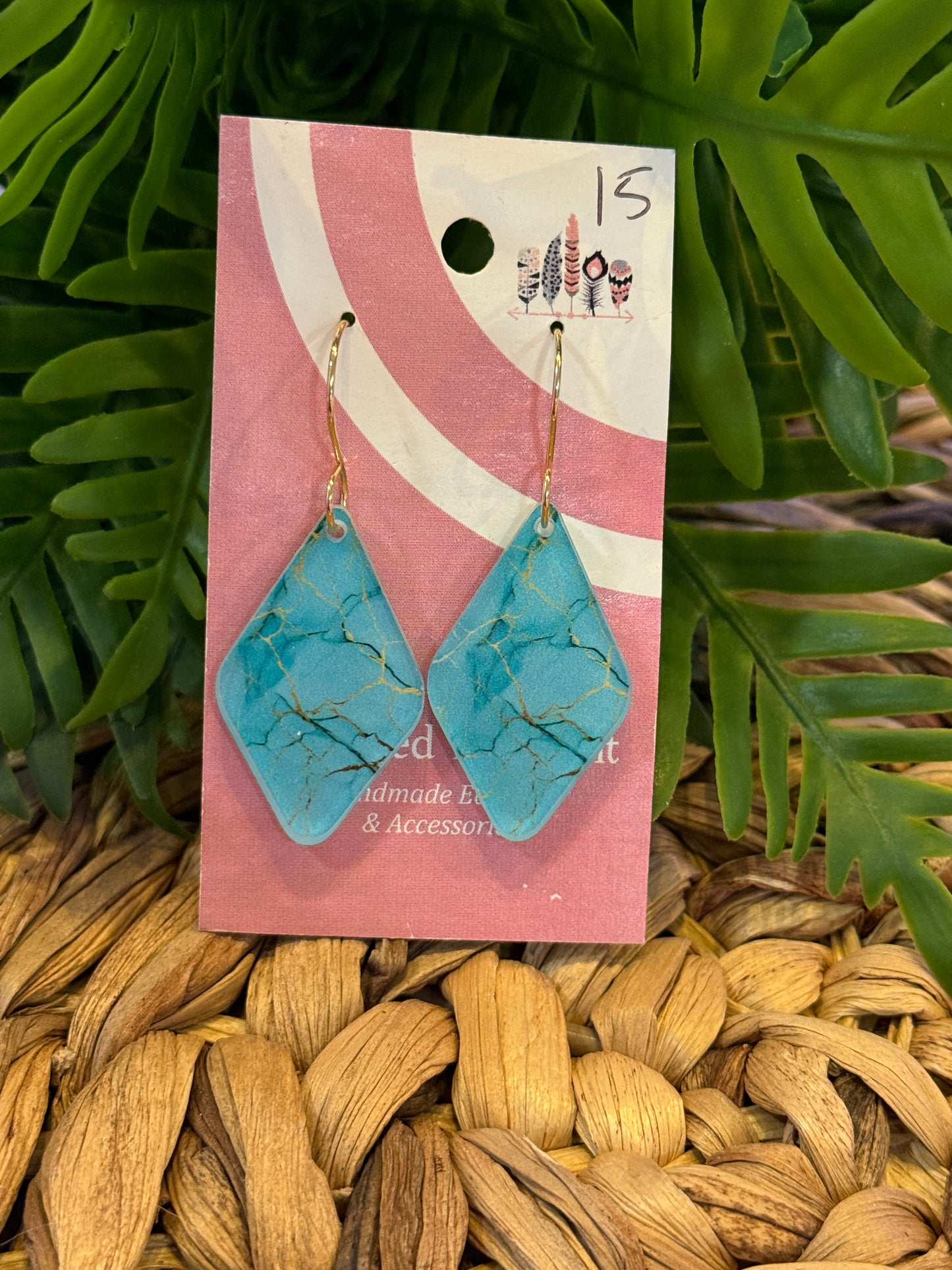 UV Printed Turquoise Vein Dangle Earrings
