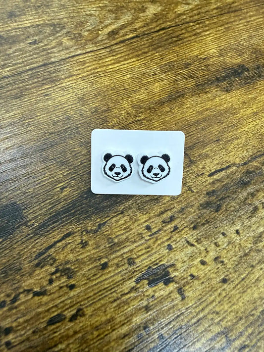 Panda Face Acrylic Stud Earrings