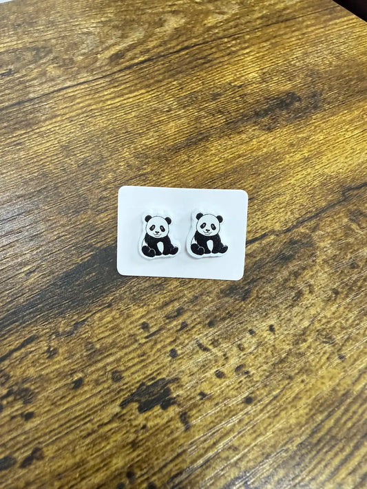 Classic Sitting Panda Acrylic Stud Earrings