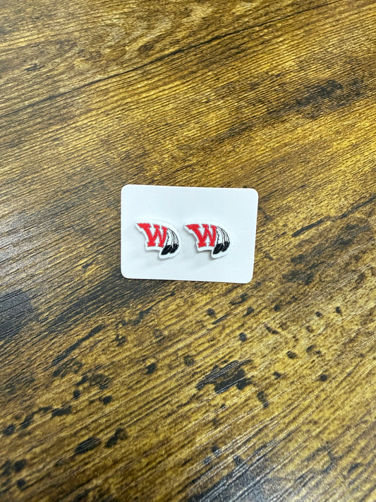 Wamego Red Raiders Spirit Acrylic Stud Earrings