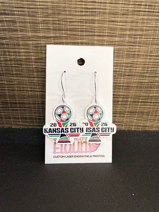 KC Host City Soccer Acrylic Dangle Earrings