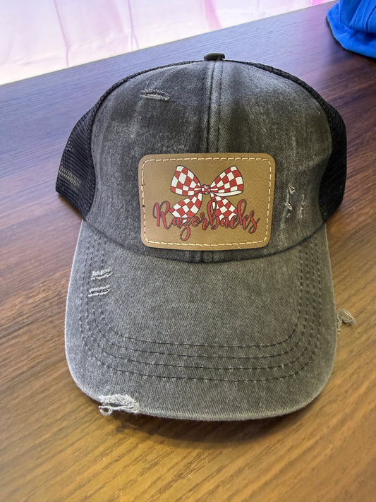 UV Printed Razorbacks Bow Spirit Women's Ponytail Hat