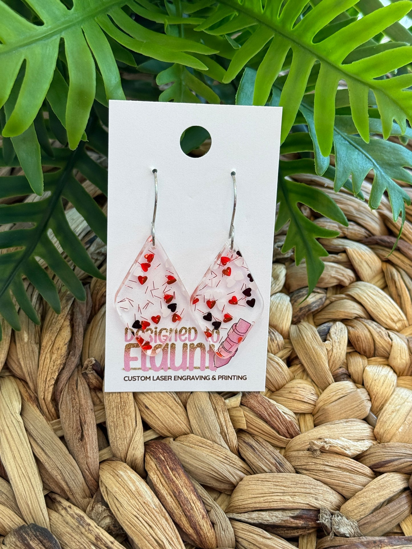 Sweetheart Confetti Red Dangle Earrings - Red