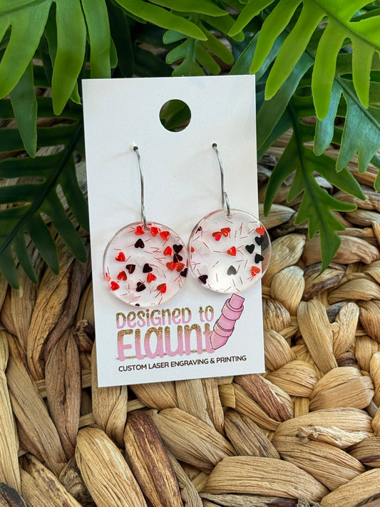 Sweetheart Confetti Red Dangle Earrings - Red
