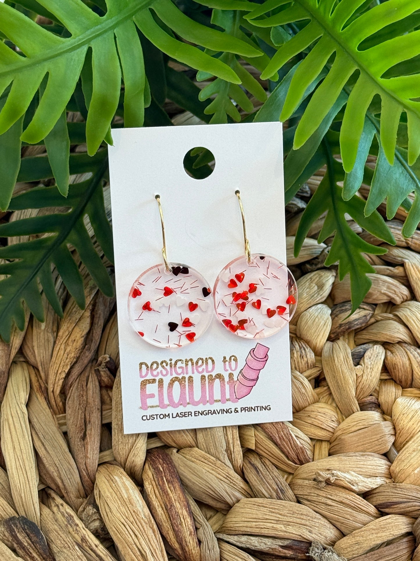 Sweetheart Confetti Red Dangle Earrings - Red