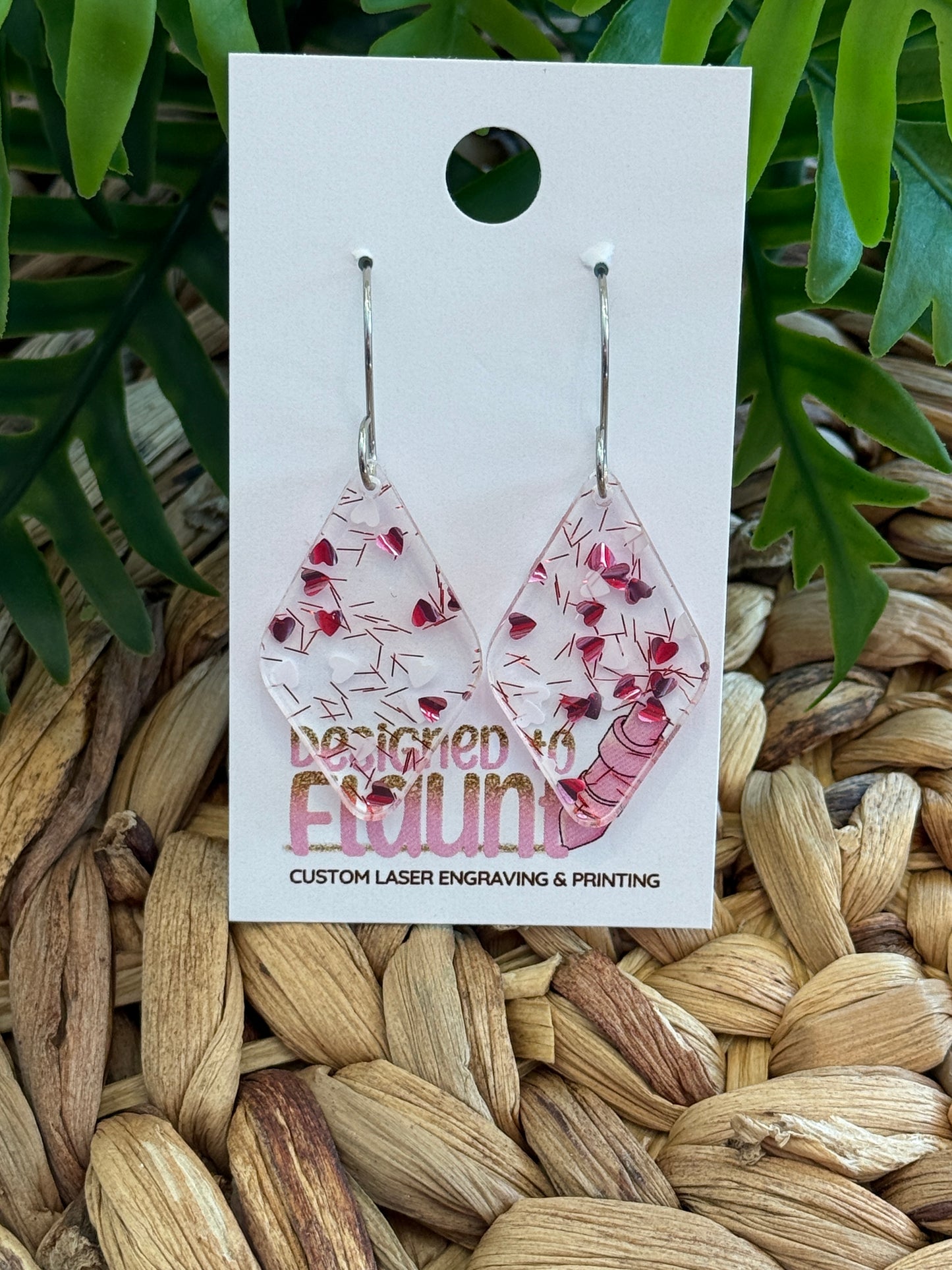 Sweetheart Confetti Red Dangle Earrings - Pink