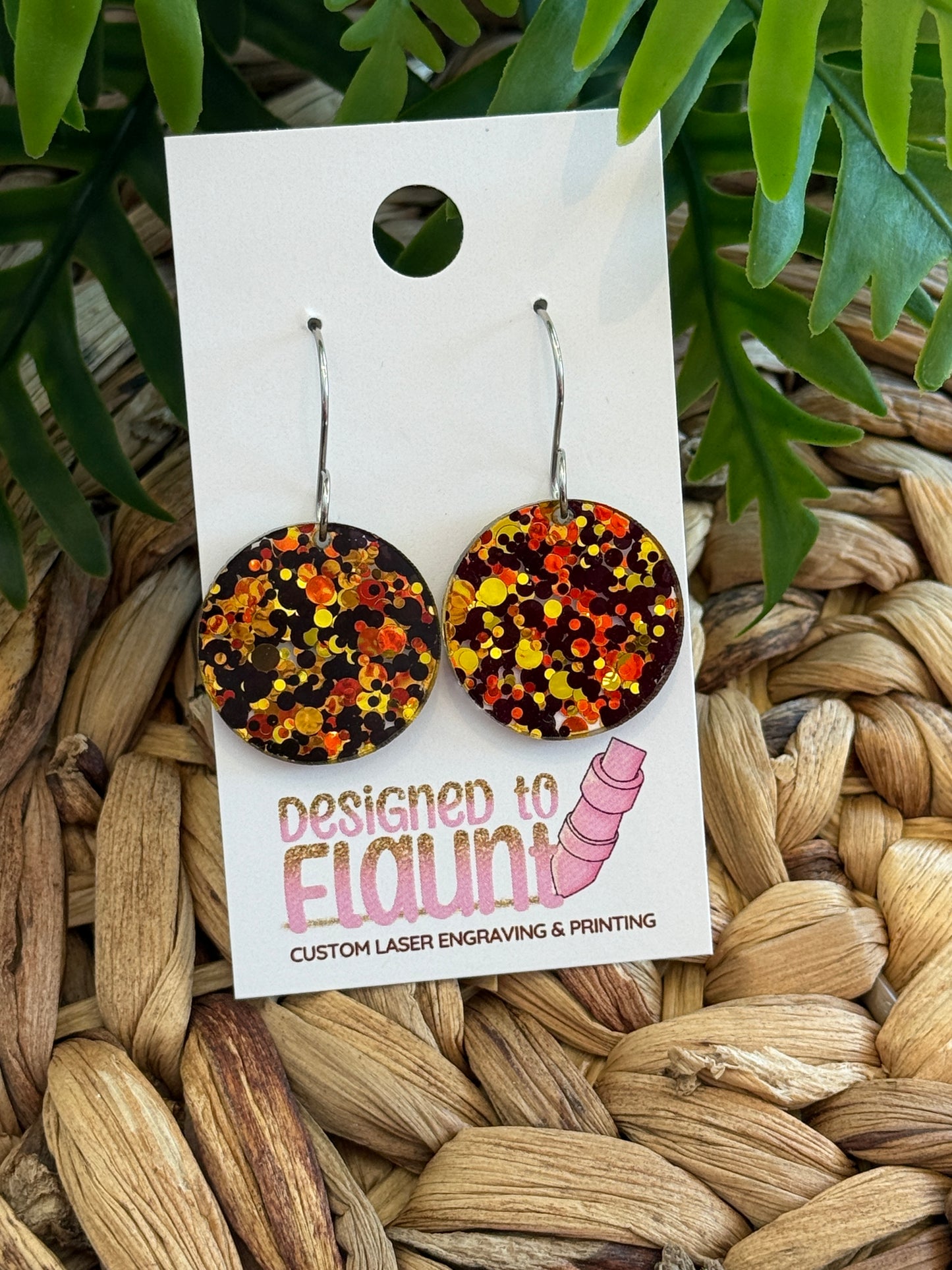 Midnight Gold Confetti Dangle Earrings