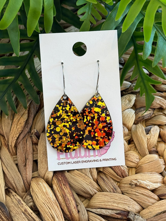 Midnight Gold Confetti Dangle Earrings