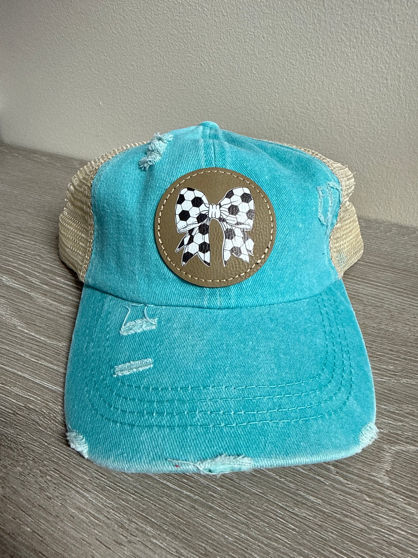 Soccer Bow Women's Ponytail Hat