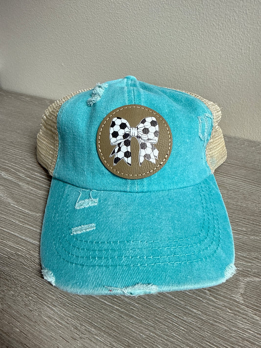 Soccer Bow Women's Ponytail Hat