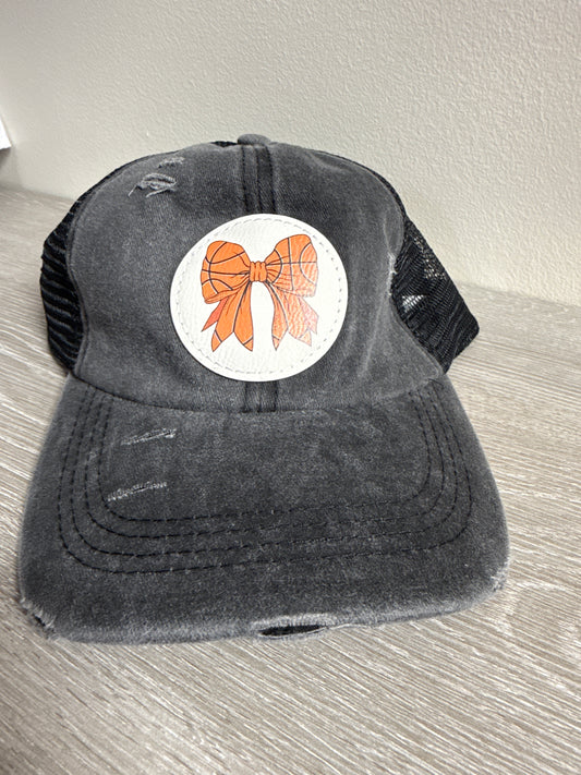 Basketball Bow Women's Ponytail Hat