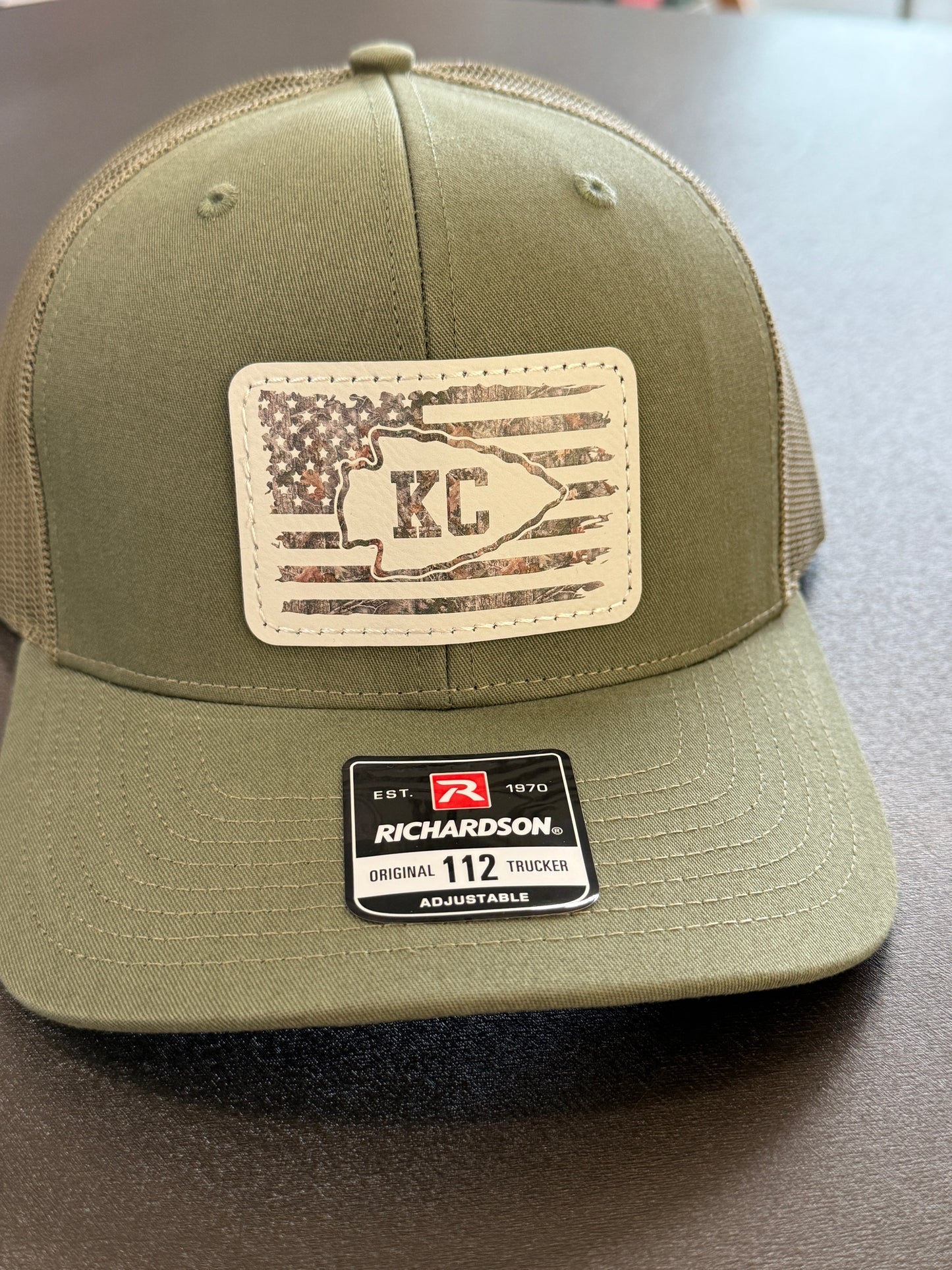 UV Printed KC Camo Flag Men's Richardson 112 Trucker Hat