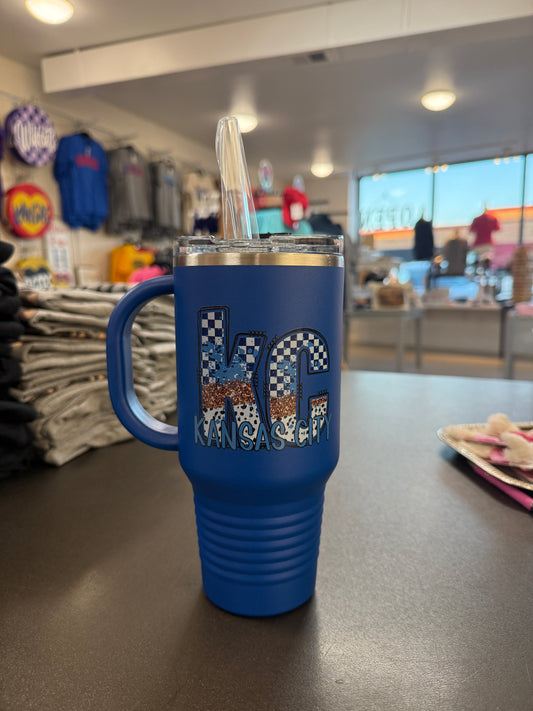 Royal KC Checkered Paint Polar Camel 32 oz Travel Mug