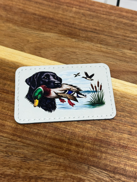 UV Printed Duck Dog Mallard Leatherette Patch