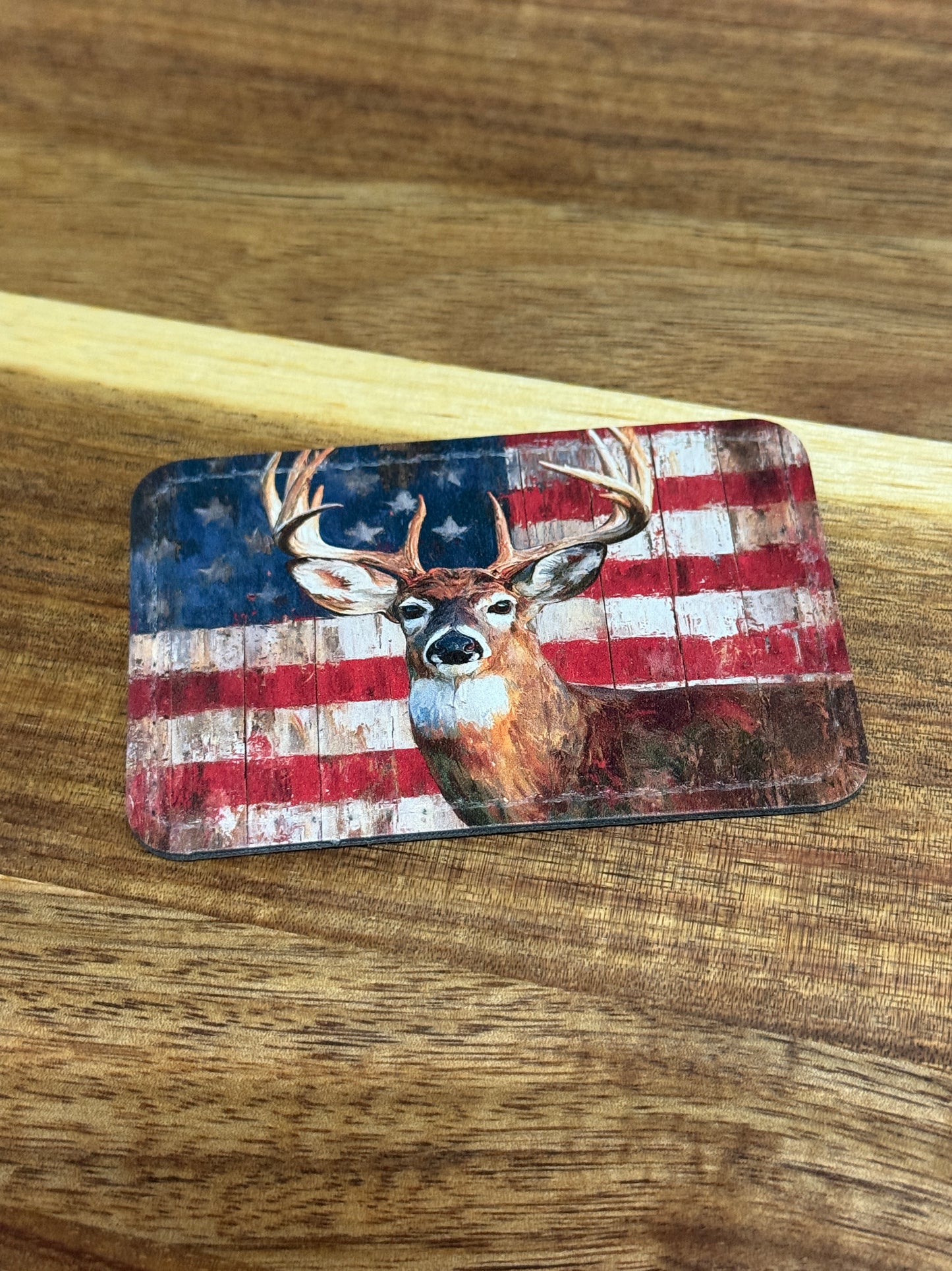 UV Printed Patriotic Buck Leatherette Patch