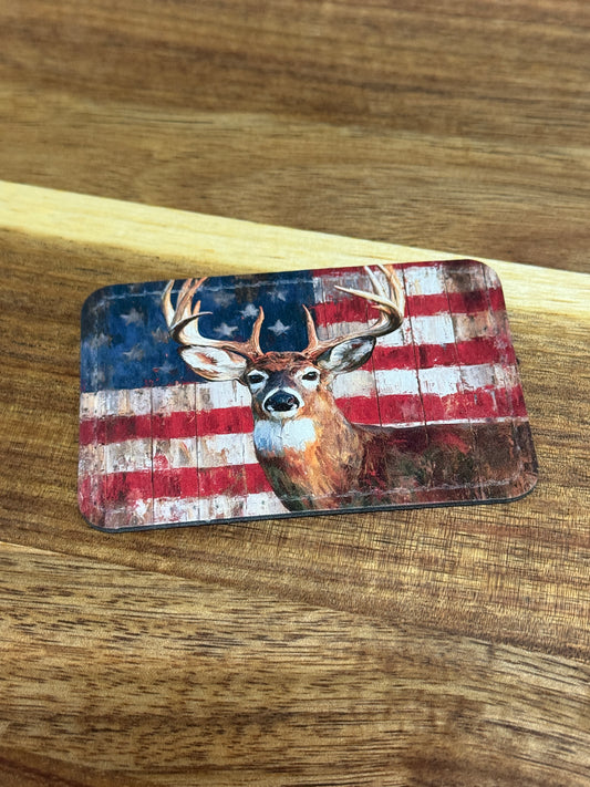 UV Printed Patriotic Buck Leatherette Patch