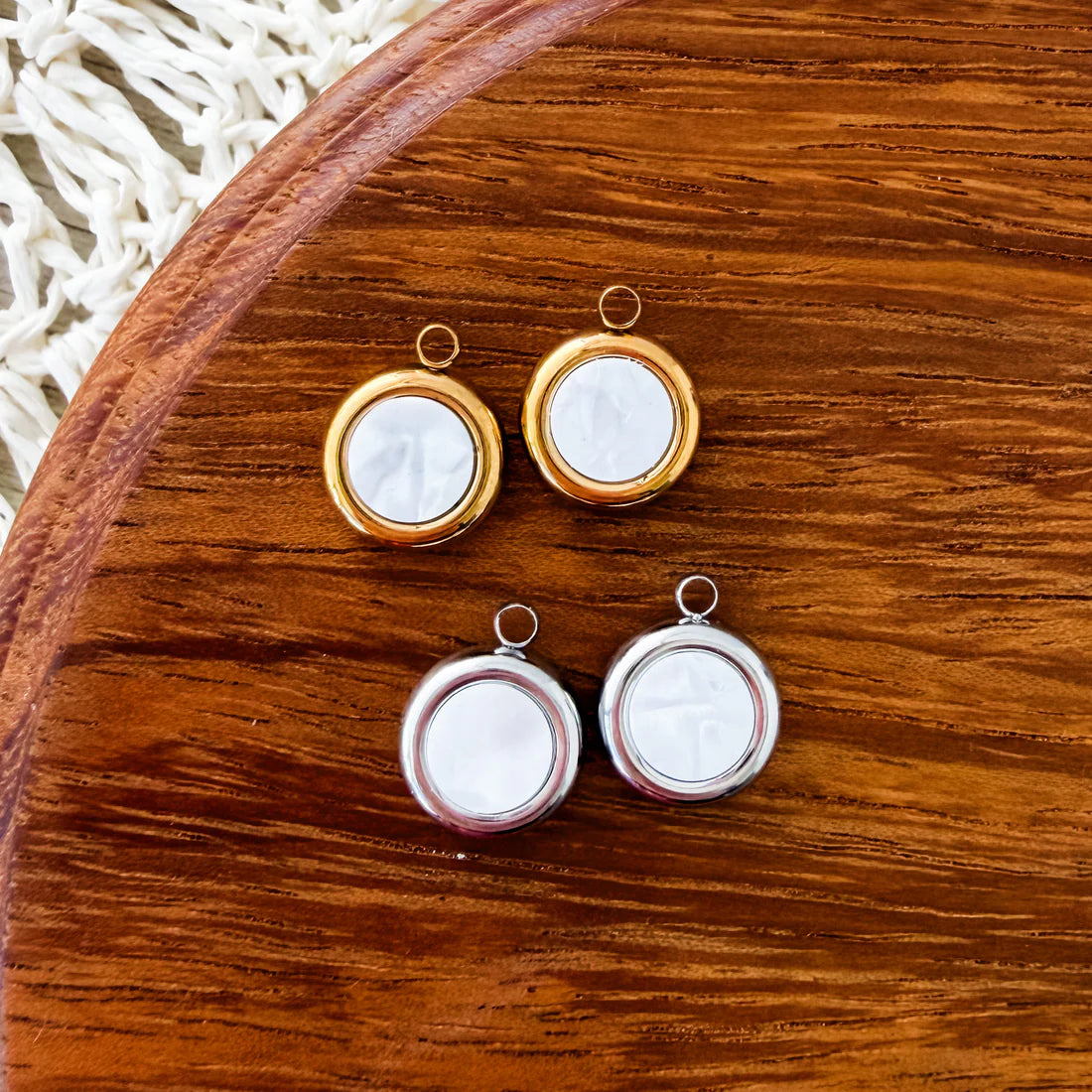 Pearlescent White Circle Charm