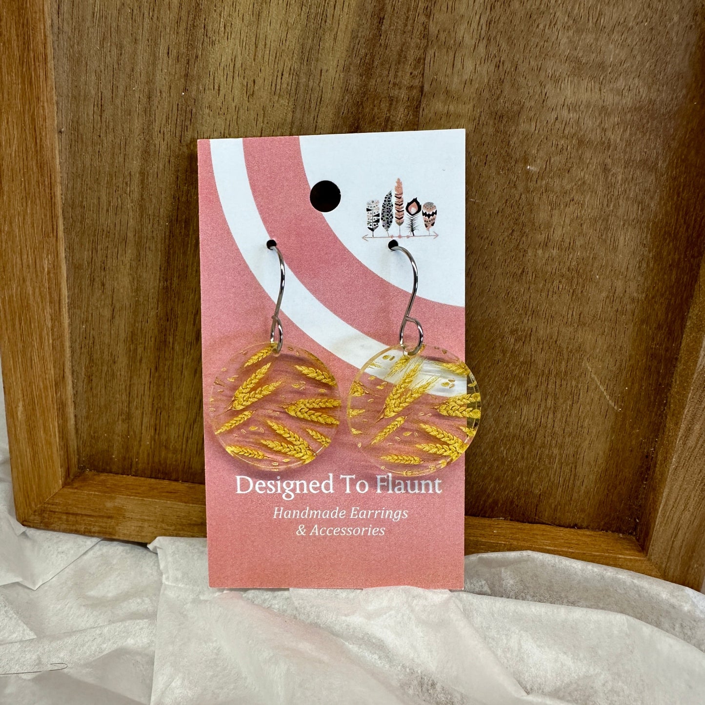 Wheat Scattered Print Dangle Earrings