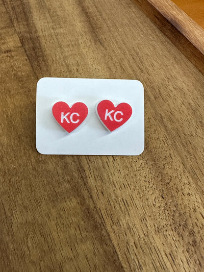 KC Heart Game Day Studs