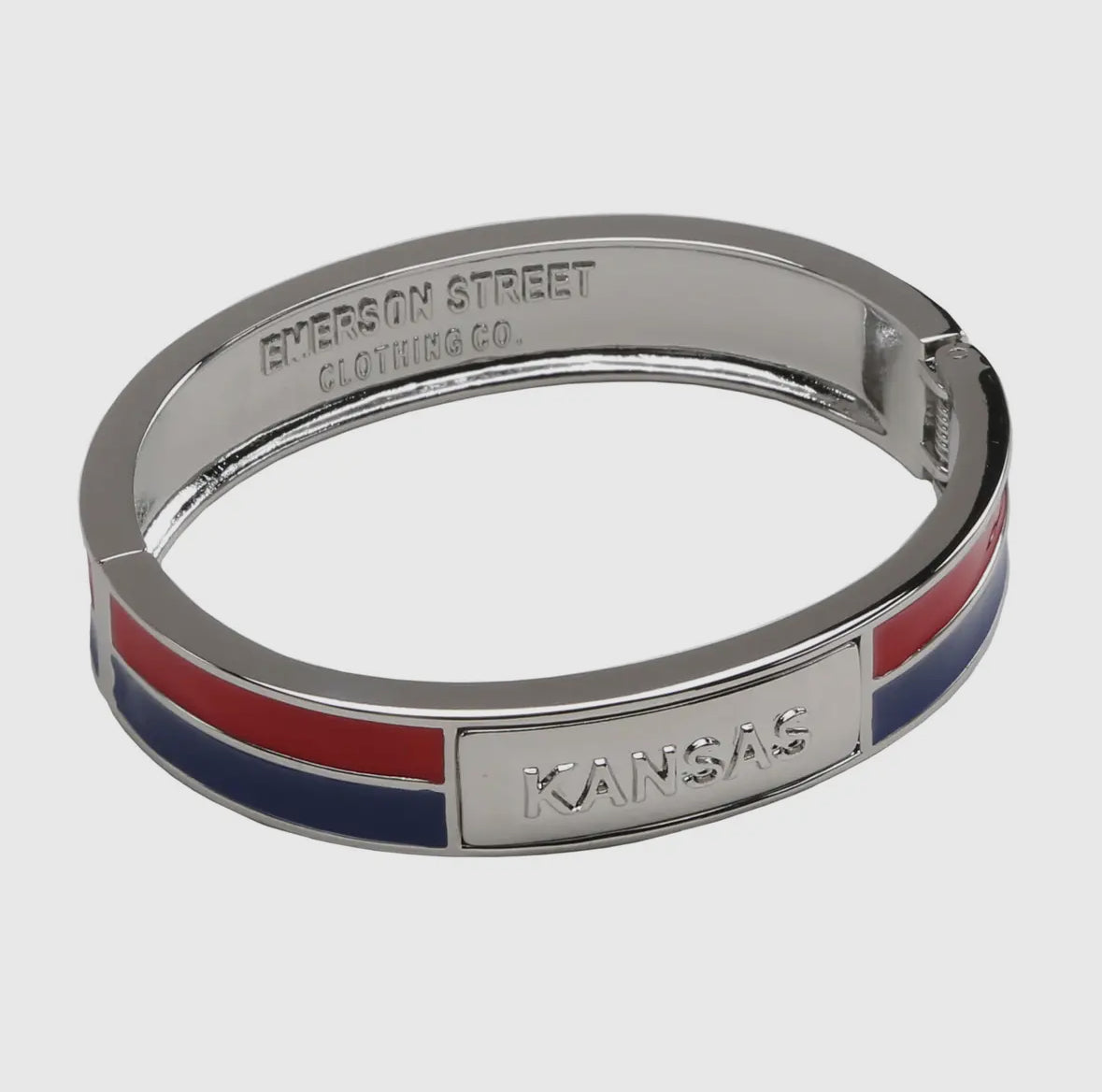 Kansas Jayhawks 2 Tone Silver Plated Bangle