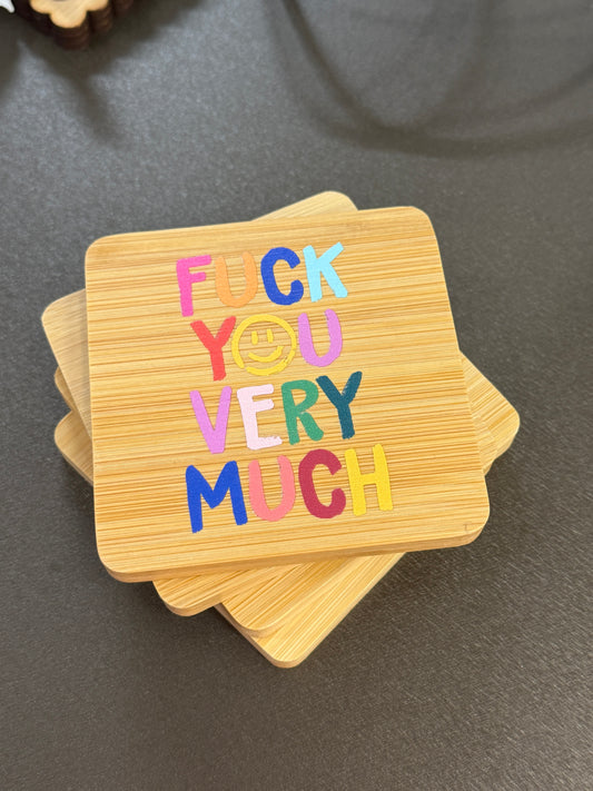 UV Printed Fuck You Very Much Wooden Coaster