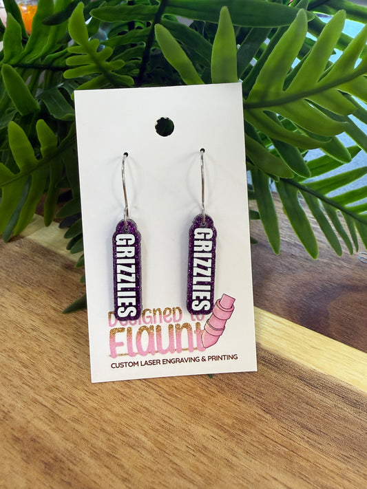 UV Printed Grizzlies Spirit Dangle Earrings