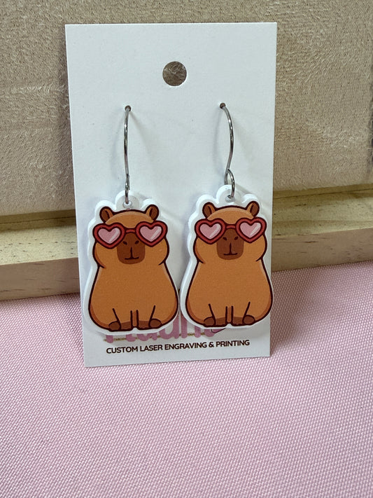 Capybara Love Glasses Earrings