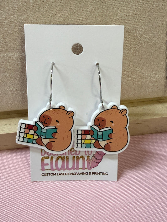 Capybara Book Worm Dangles