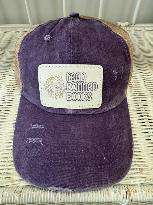 UV Printed Read Banned Book Women's Criss Cross Hat