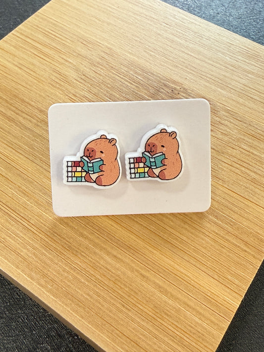 Cozy Chapters Capybara Acrylic Stud Earrings