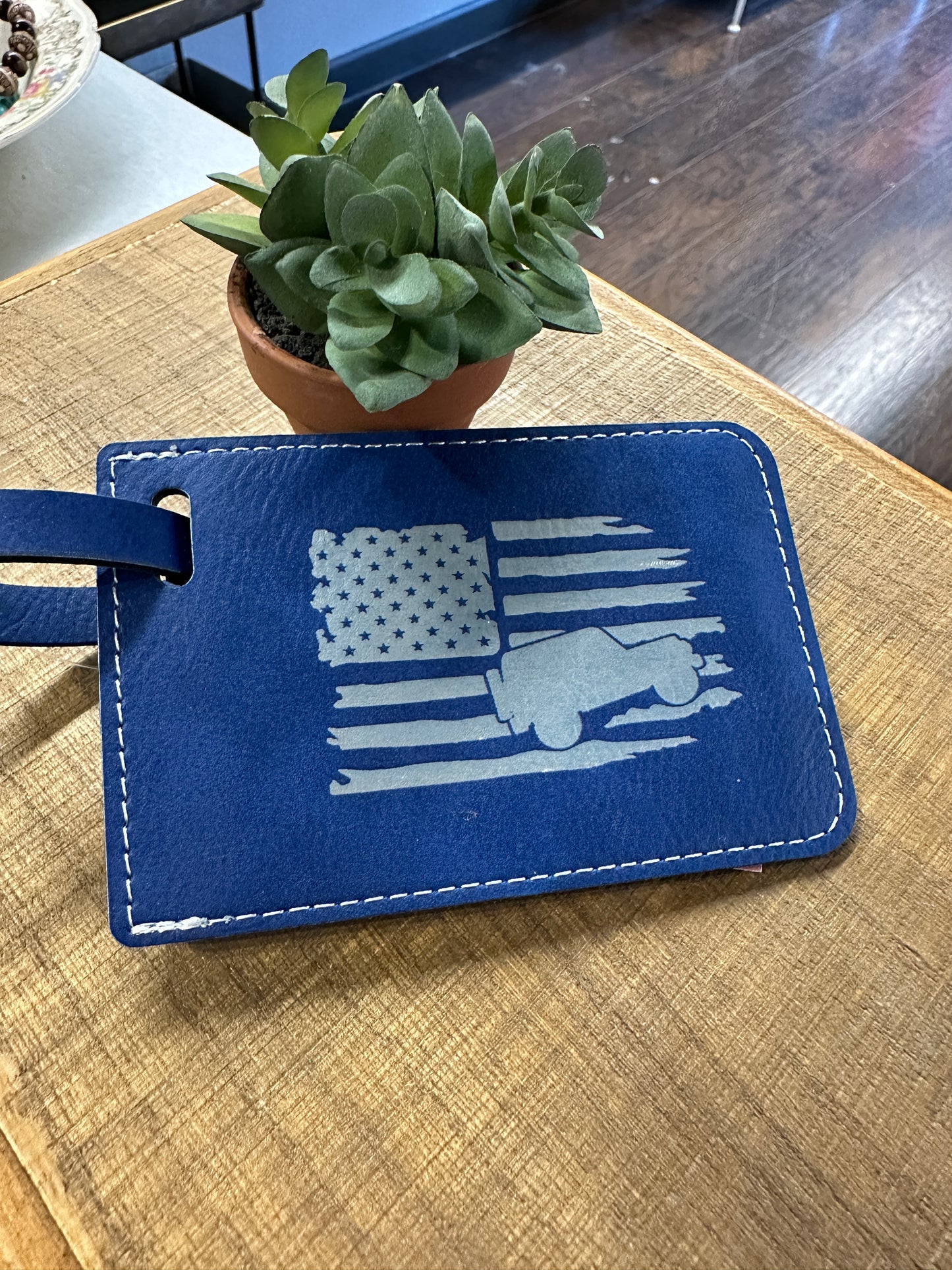 American Flag Jeep Luggage Tag