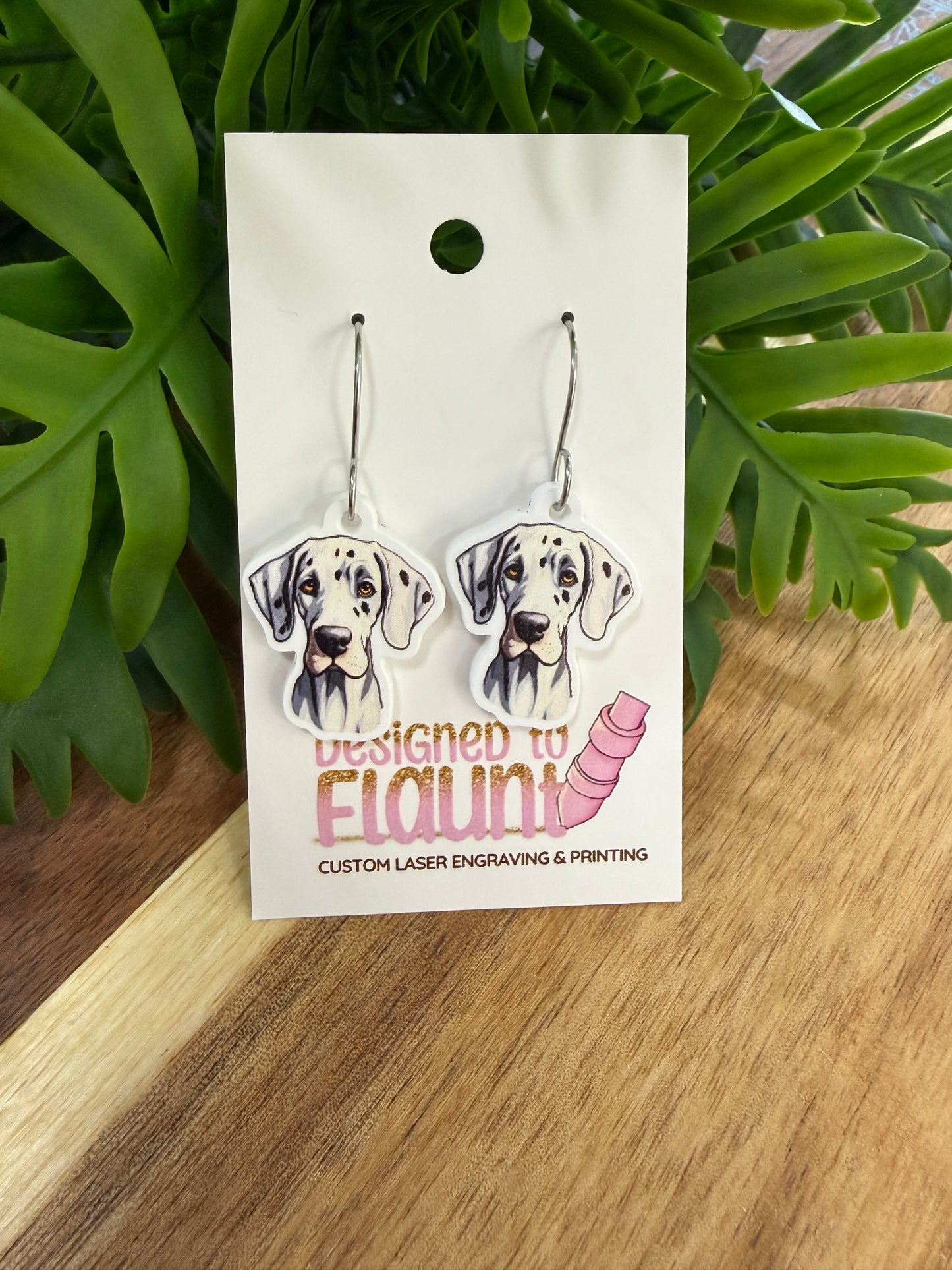 UV Printed Spotted Sweethearts Acrylic Dangle Earrings