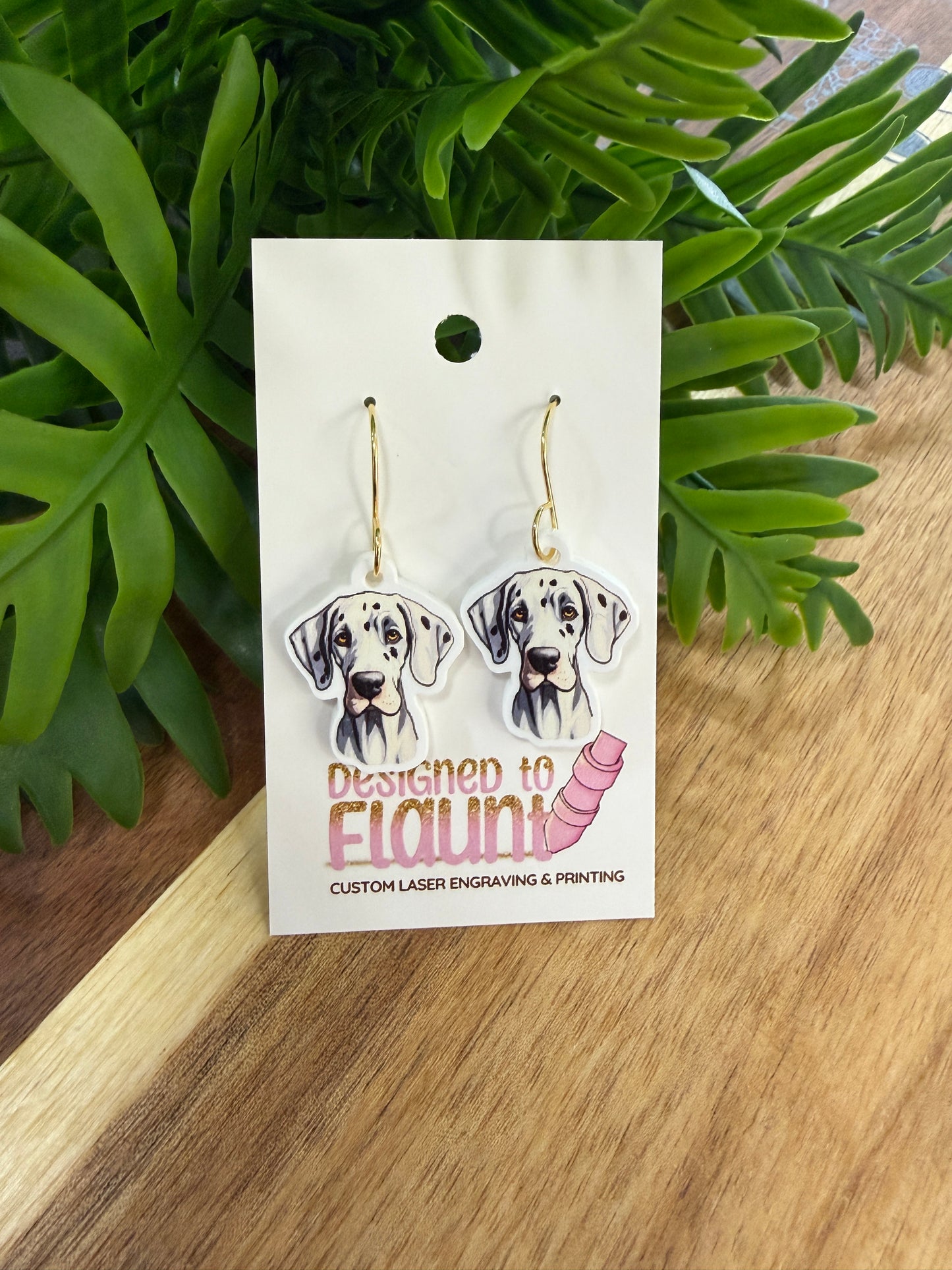 UV Printed Dainty Danes Acrylic Dangle Earrings