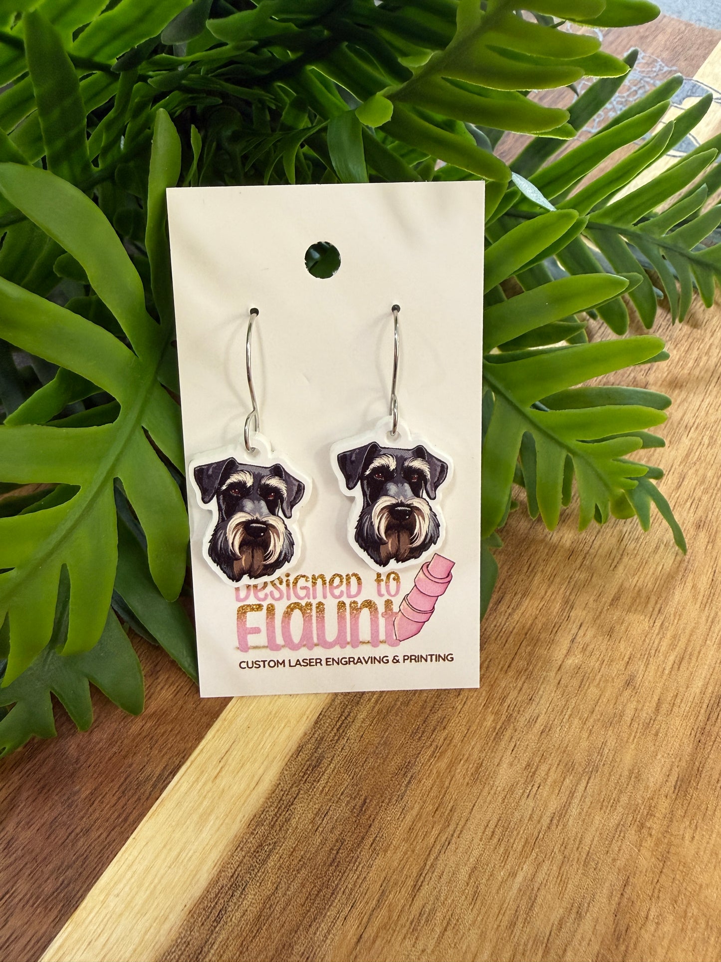 UV Printed Spunky Schnauzers Acrylic Dangle Earrings
