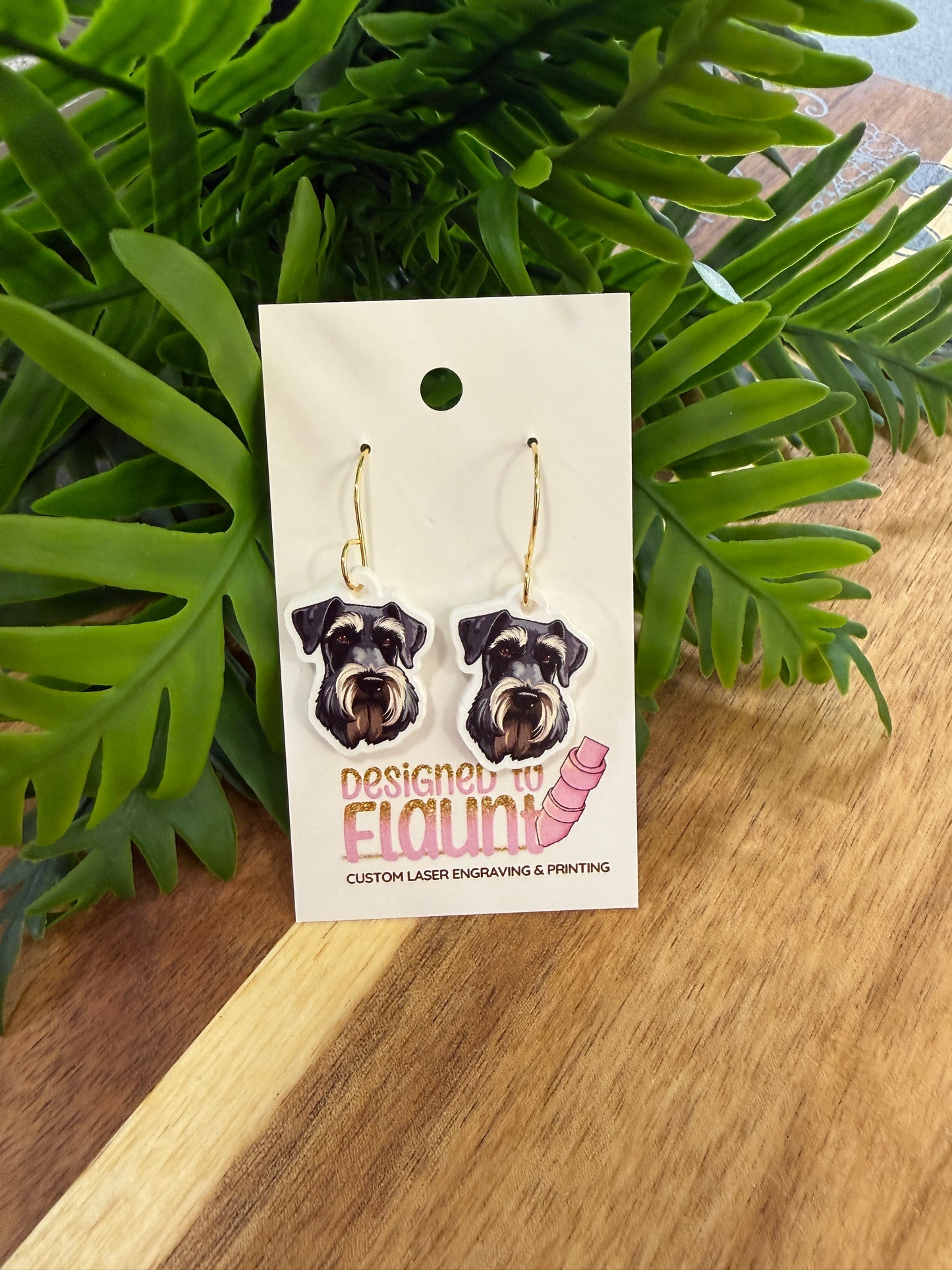 UV Printed Spunky Schnauzers Acrylic Dangle Earrings