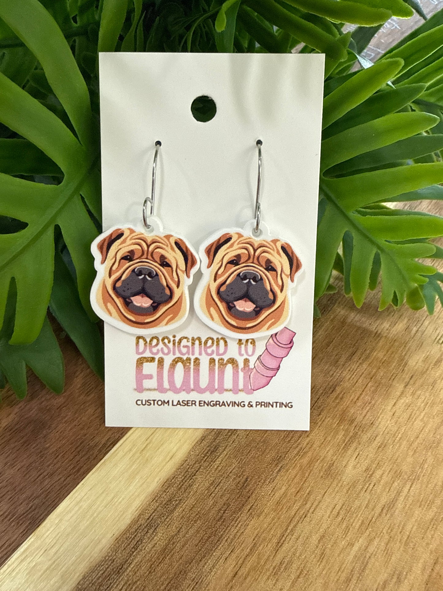UV Printed Squishy Shar-Pei Acrylic Dangle Earrings