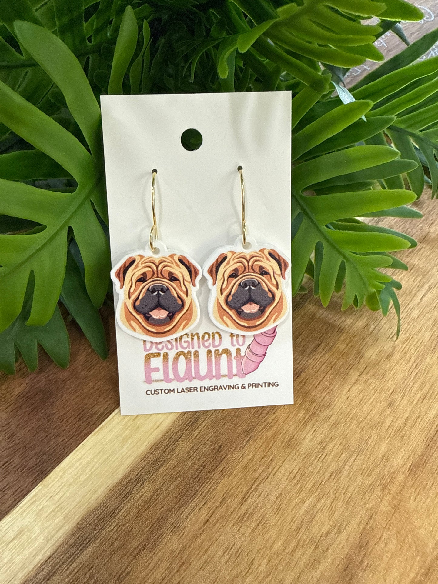 UV Printed Squishy Shar-Pei Acrylic Dangle Earrings
