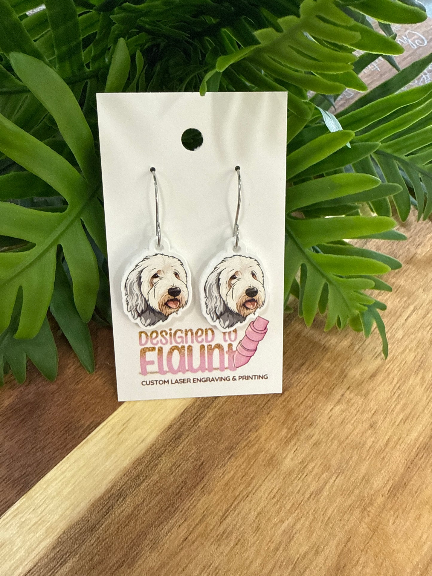UV Printed Shaggy Sweethearts Acrylic Stud Earrings
