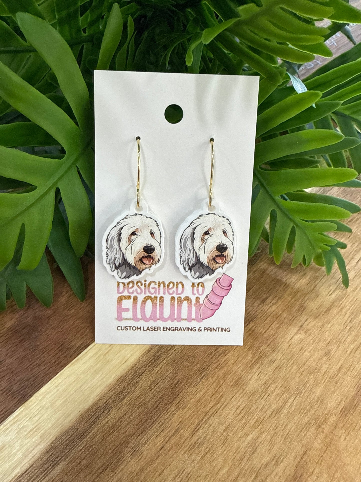 UV Printed Shaggy Sweethearts Acrylic Dangle Earrings