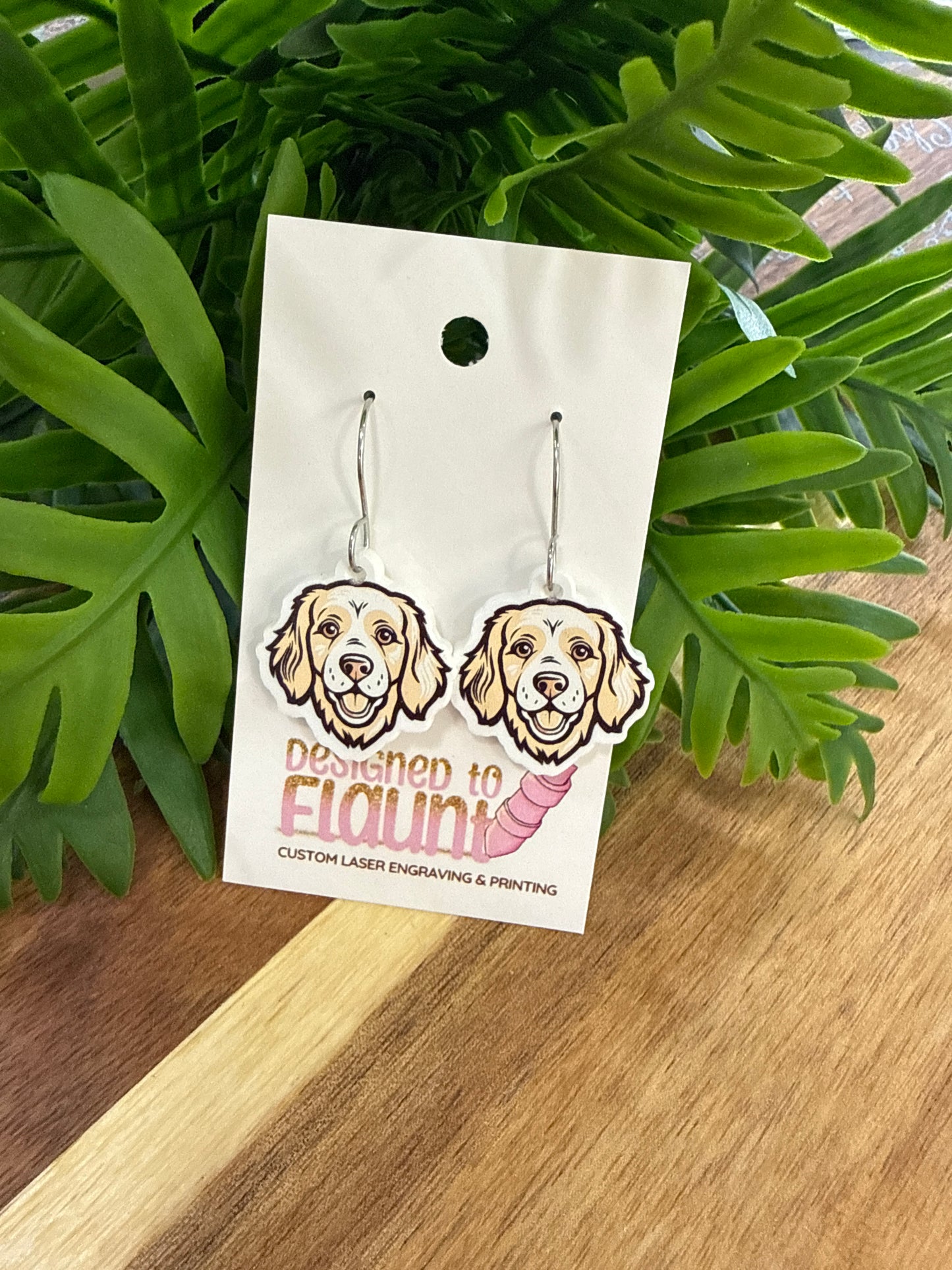 UV Printed Spaniel Smiles Acrylic Dangle Earrings