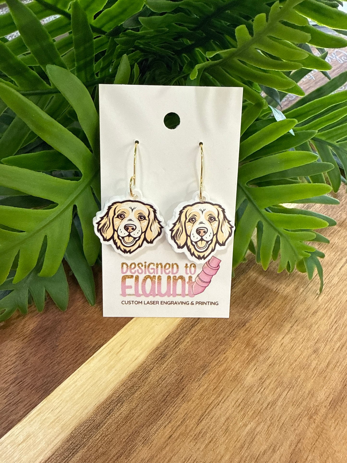 UV Printed Spaniel Smiles Acrylic Dangle Earrings