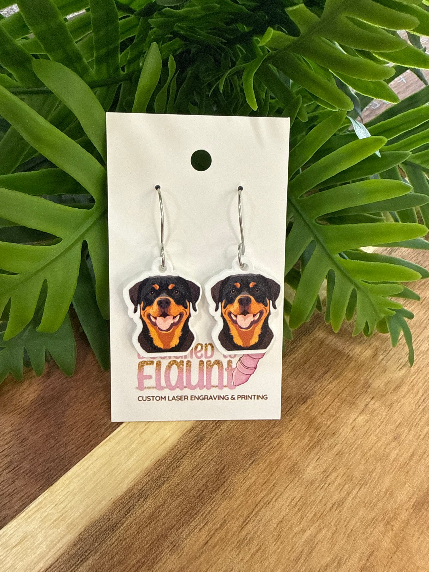 UV Printed Rockstar Rotties Acrylic Dangle Earrings