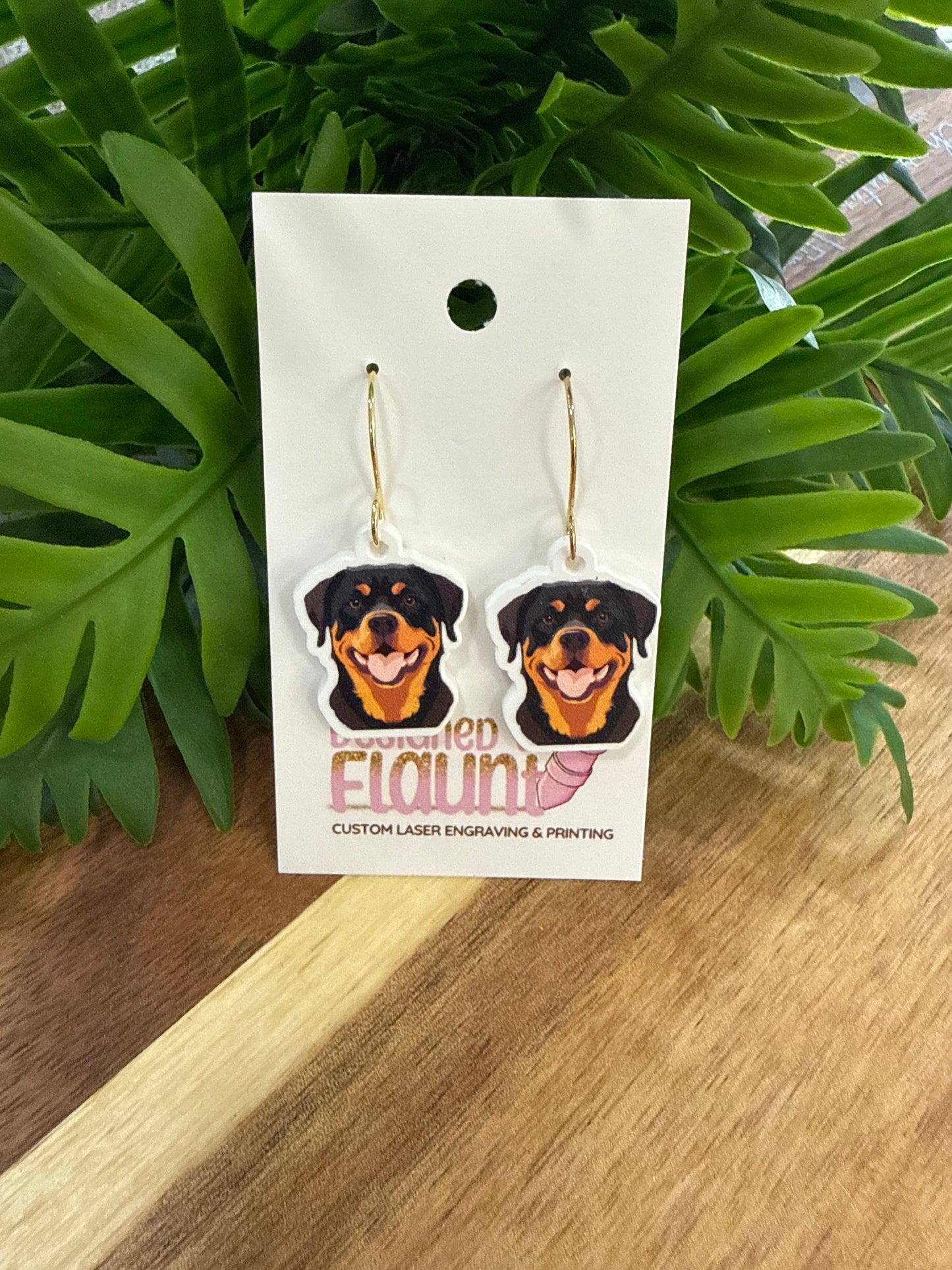 UV Printed Rockstar Rotties Acrylic Dangle Earrings