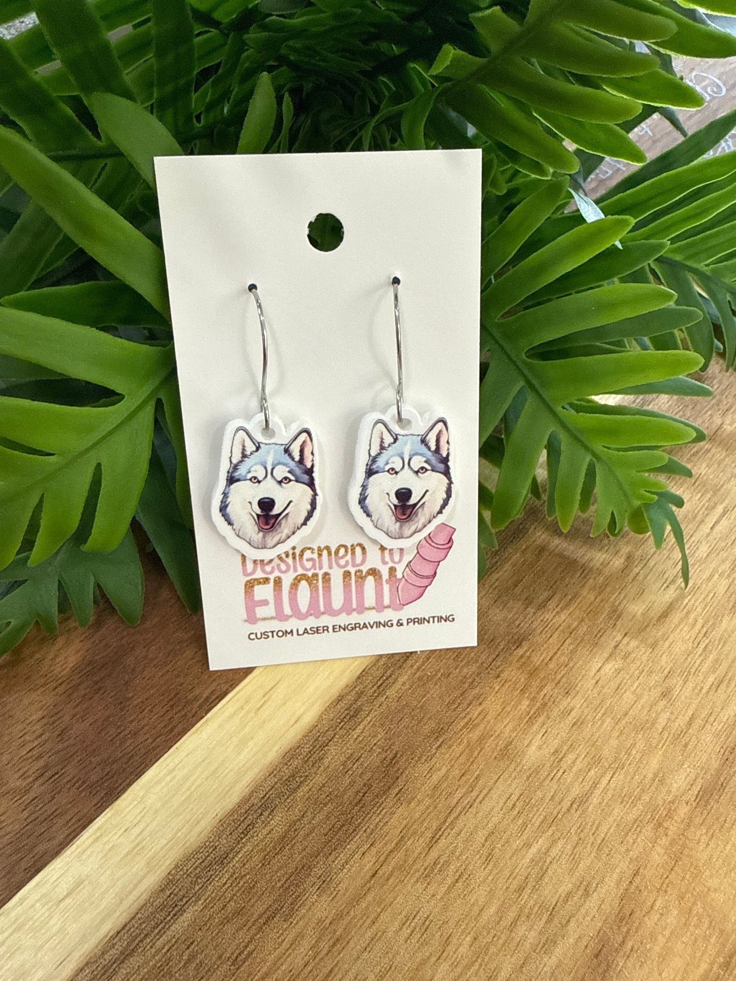 UV Printed Sled Dog Sweeties Acrylic Dangle Earrings