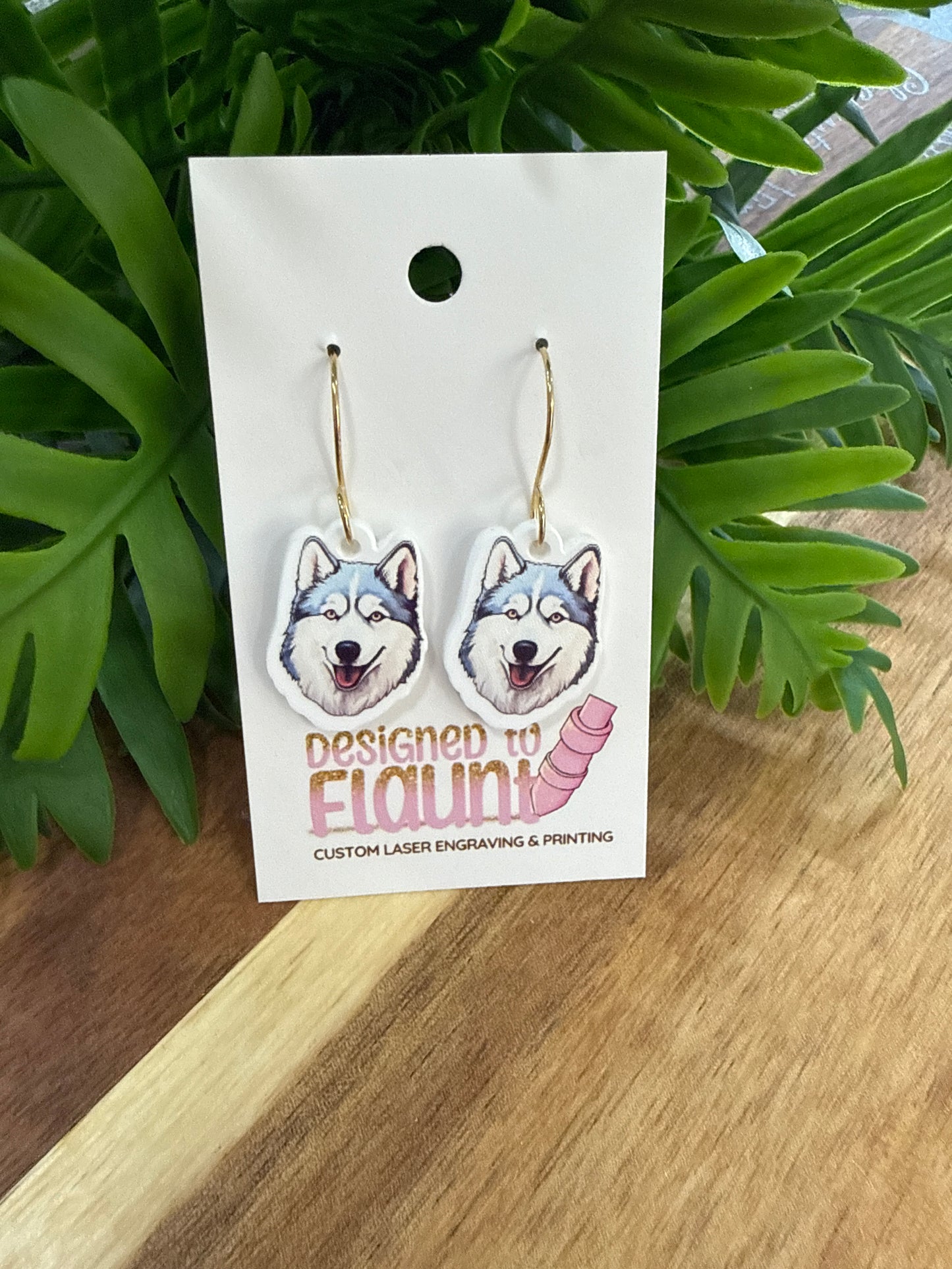 UV Printed Sled Dog Sweeties Acrylic Dangle Earrings
