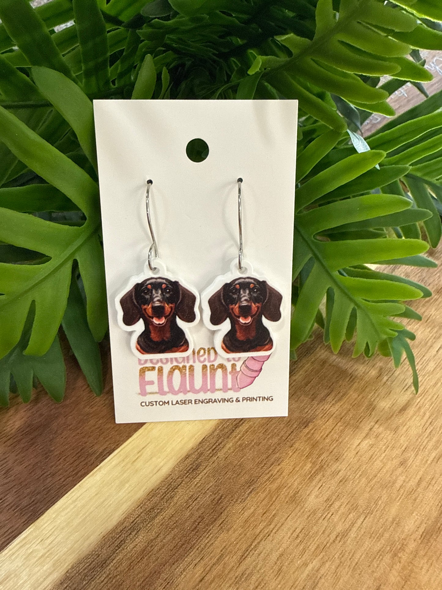 UV Printed Dapper Dachshund Acrylic Dangle Earrings
