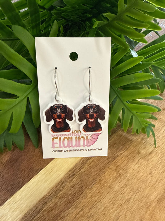 UV Printed Dapper Dachshund Acrylic Dangle Earrings