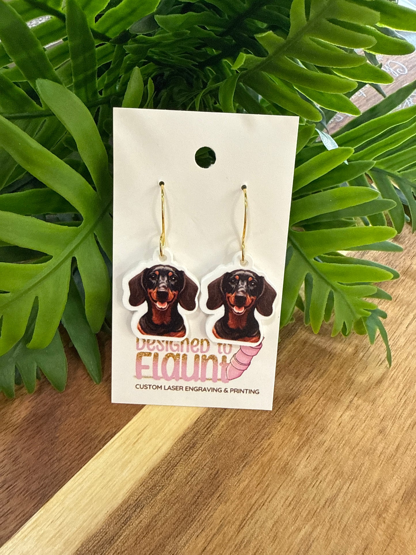 UV Printed Dapper Dachshund Acrylic Dangle Earrings