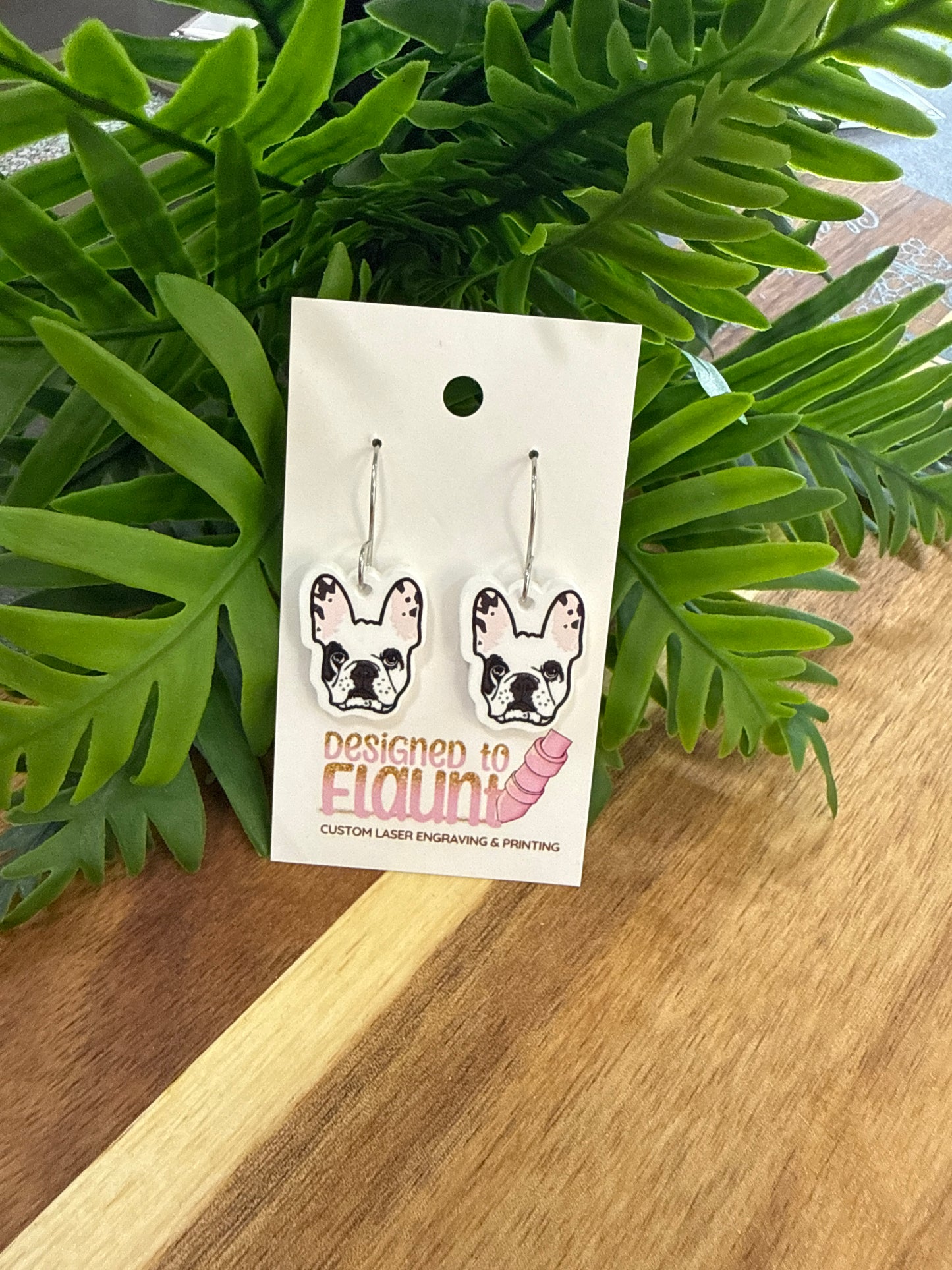 UV Printed Frenchie Faves Acrylic Dangle Earrings